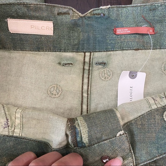 Pilcro The Forager Embroidered Peace Sign Pants Size 32 - Picture 8 of 9